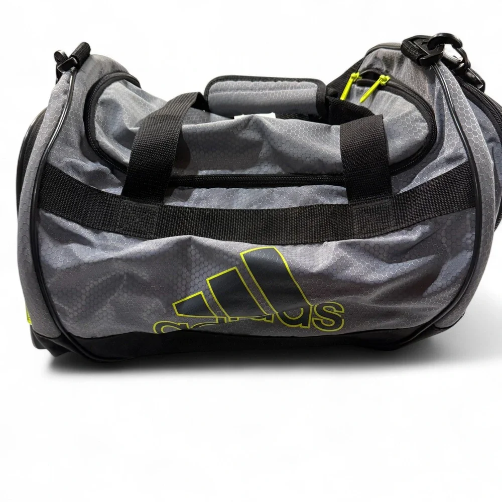 Adidas Duffel Bag Gray Hexagonal Pattern Gym Travel‎ Sportswear 19x11x10